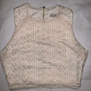 CREAM LACE CROP TOP
